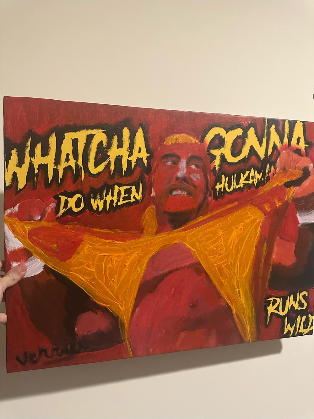 Hulk hogan Pop Art Canvas Painting - Whatcha Gonna Do Wrestling 18x24